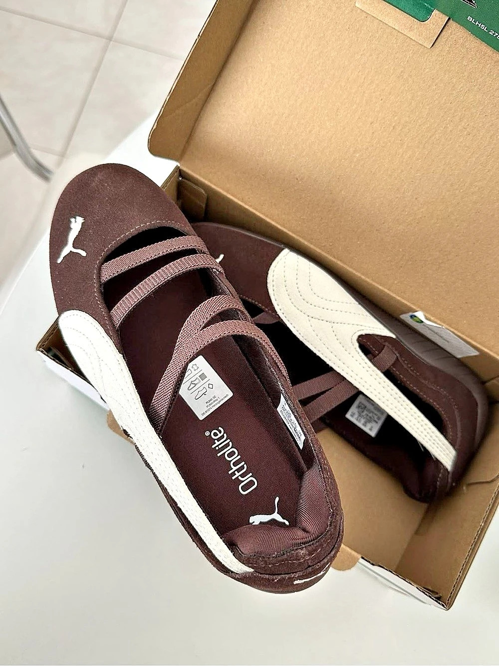 Puma Speedcat Ballet Suede Sneakers in Brown & White